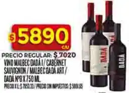Supermercados DIA Dada vino malbec dadai/cabernet sauvignon/malbec art/ dada n°8 oferta