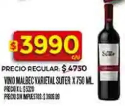 Supermercados DIA Suter vino malbec varietal oferta