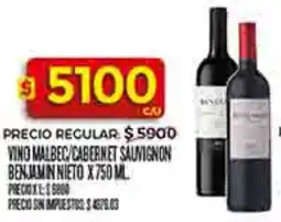 Supermercados DIA BENJAMIN NIETO VINO MALBEC/CABERNET SAUVIGNON oferta