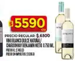Supermercados DIA Benjamin nieto vino blanco dulce natural chardonnay oferta