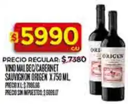 Supermercados DIA Origen vino malbec/cabernet sauvignon oferta