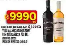 Supermercados DIA Los intocables vino malbec/chardonnay oferta