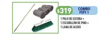 Supermercados Zeta 1 Palo De Escoba + 1 Escobillón De Pino + 1 Lana De Acero oferta