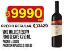 Supermercados DIA Fond de cave vino malbecreserva oferta