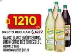 Supermercados DIA Tres torres amargo blanco limon/serrano/ limon/ citrus oferta