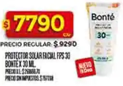 Supermercados DIA Bonté protector solar facial fps 30 oferta