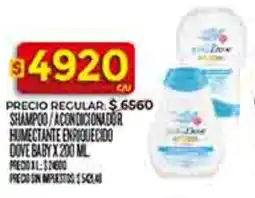 Supermercados DIA Dove baby shampoo/acondicionador humectante enriquecido oferta