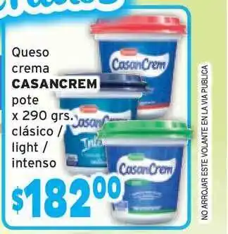 Unico Supermercados Casancrem Queso Crema Pote X 290 Grs. oferta