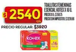 Supermercados DIA Toallitas kotex femeninas esencial oferta
