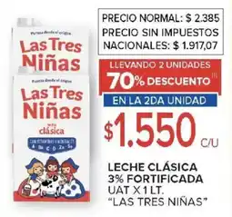 Carrefour Market Las tres niñas leche clásica 3% fortificada uat oferta