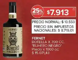 Carrefour Market Buhero negro fernet botella oferta