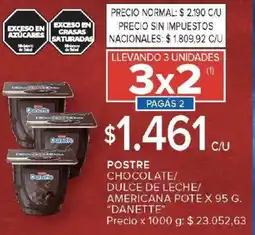 Carrefour Market Danette postre chocolate/ dulce de leche/ americana pote oferta