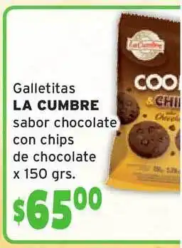 La Cumbre Galletitas Sabor Chocolate Con Chip De Chocolate 150grs