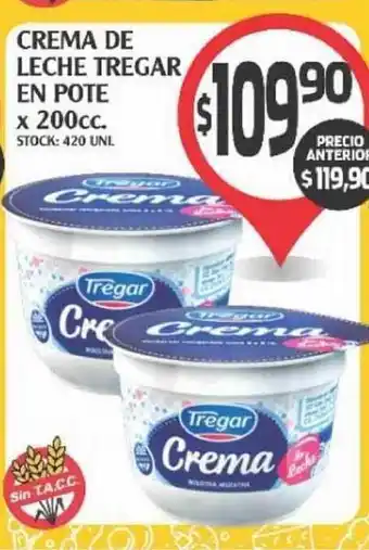 Crema De Leche Tregar En Pote x 200cc