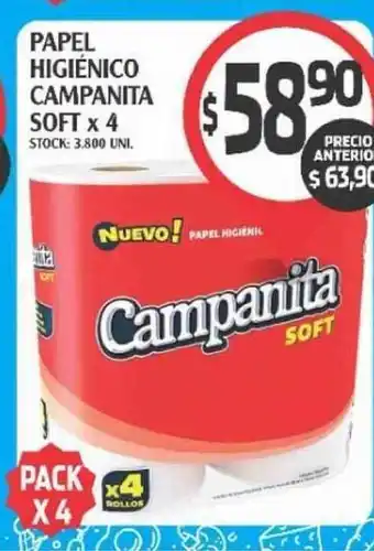 Campanita Papel Higiénico Soft X 4