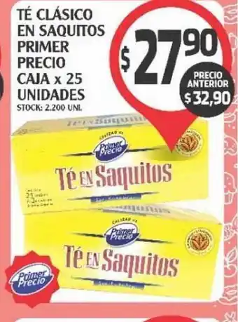 Té Clásico En Saquitos Primer Precio Caja x 25 Unidades