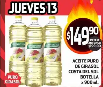Supermercados Malambo Aceite Puro De Girasol Costa Del Sol Botella x 900ml oferta