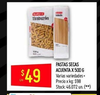 Changomas Pastas secas acuenta x 500 g oferta
