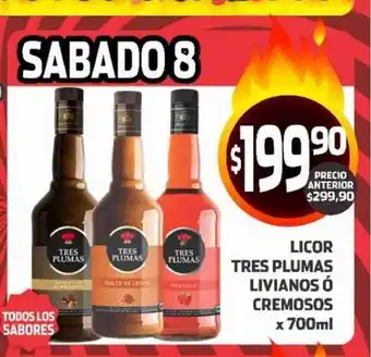 Supermercados Malambo Licor Tres Plumas Livianos ó Cremosos x 700ml oferta