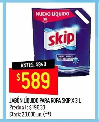 Changomas Jabón líquido para ropa skip x 3 l oferta