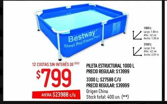 Changomas Pileta estructural 1000 l oferta
