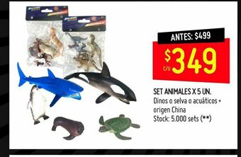 Changomas Set animales x 5 un oferta