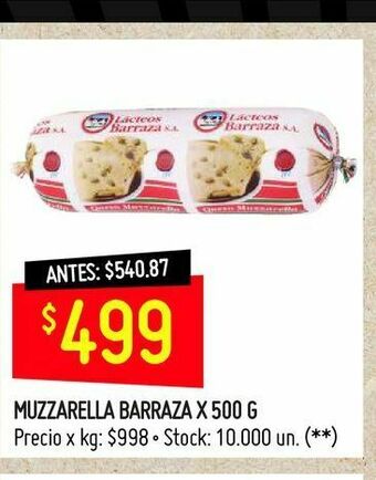 Changomas Muzzarella barraza x 500 g oferta
