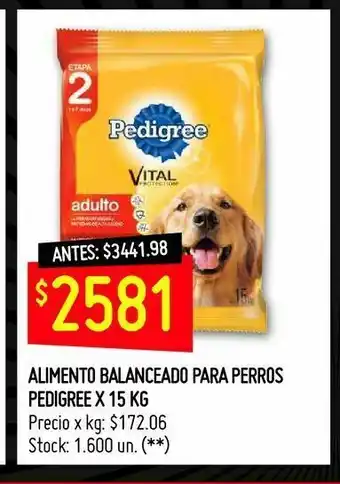 Changomas Alimento balanceado para perros pedigree x 15 kg oferta