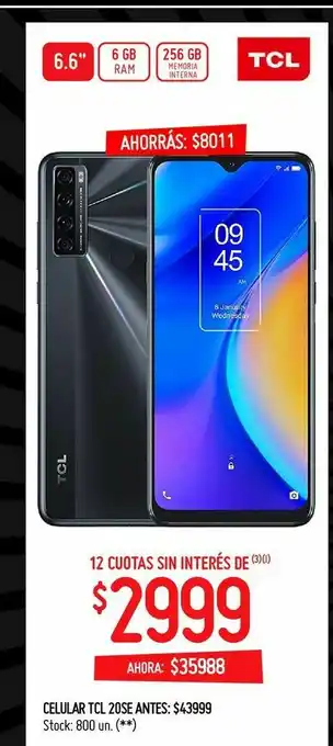 Changomas Celular tcl 20se antes: $43999 oferta