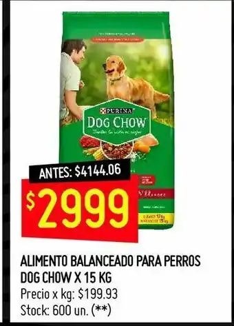 Changomas Alimento balanceado para perros dog chow x 15 kg oferta