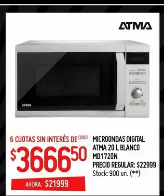 Changomas Microondas digital atma 20 l blanco oferta