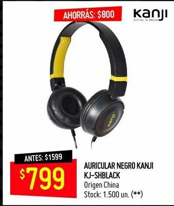 Walmart Auricular negro kanji kj-shblack oferta