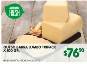 Jumbo Queso barra jumbo tripack 100g oferta