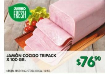 Jumbo Jamón cocido tripack 100g oferta