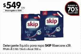 Disco Detergente líquido skip 3lt oferta
