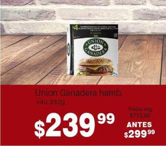 El Abastecedor Union Ganadera Hamb X4u 332g oferta
