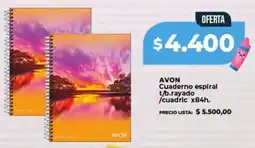 Supermayorista Vital Avon cuaderno espiral t/b.rayado /cuadric oferta