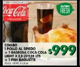 Jumbo Combo pollo al spiedo + coca cola + pan baguette oferta