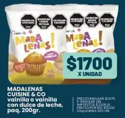 Supermercados Vea Cuisine & Co madalenas vainilla con dulce de leche oferta