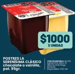 Supermercados Vea La serenisima postres clásico chocolate o vainilla, pot. oferta