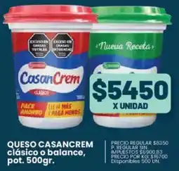 Supermercados Vea Casancrem queso clásico o balance, pot. oferta