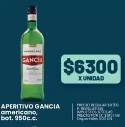 Supermercados Vea Gancia aperitivo americano, bot. oferta