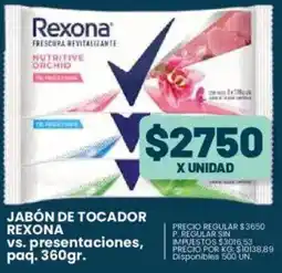 Supermercados Vea Rexona jabón de tocador vs. presentaciones, paq. oferta