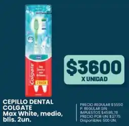 Supermercados Vea Colgate cepillo dental max white, medio, blis. oferta