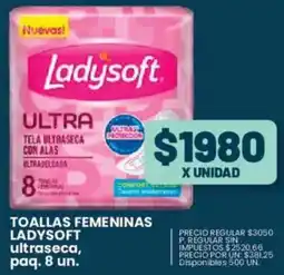 Supermercados Vea Ladysoft toallas femeninas ultraseca, paq. oferta