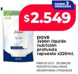 Supermayorista Vital Dove jabón líquido nutrición profunda repuesto oferta