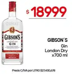 Nini Mayorista Gibson's gin london dry oferta