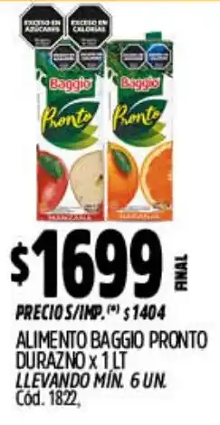 Supermercados Yaguar Baggio alimento pronto durazno oferta