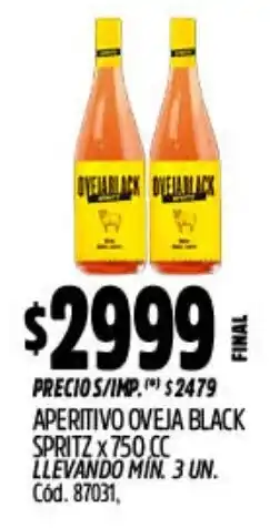 Supermercados Yaguar Oveja aperitivo black spritz oferta