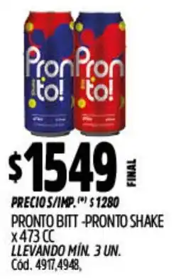 Supermercados Yaguar Bitt -pronto pronto shake oferta